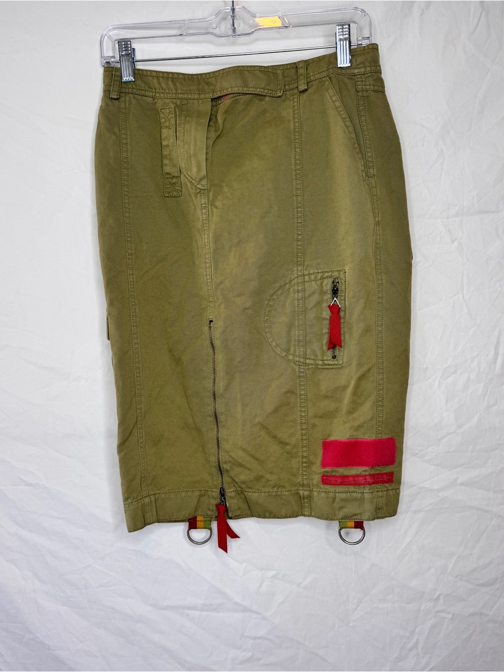 S/S 2005 Christian Dior by John Galliano Logo Quilted Olive Green Cargo Skirt